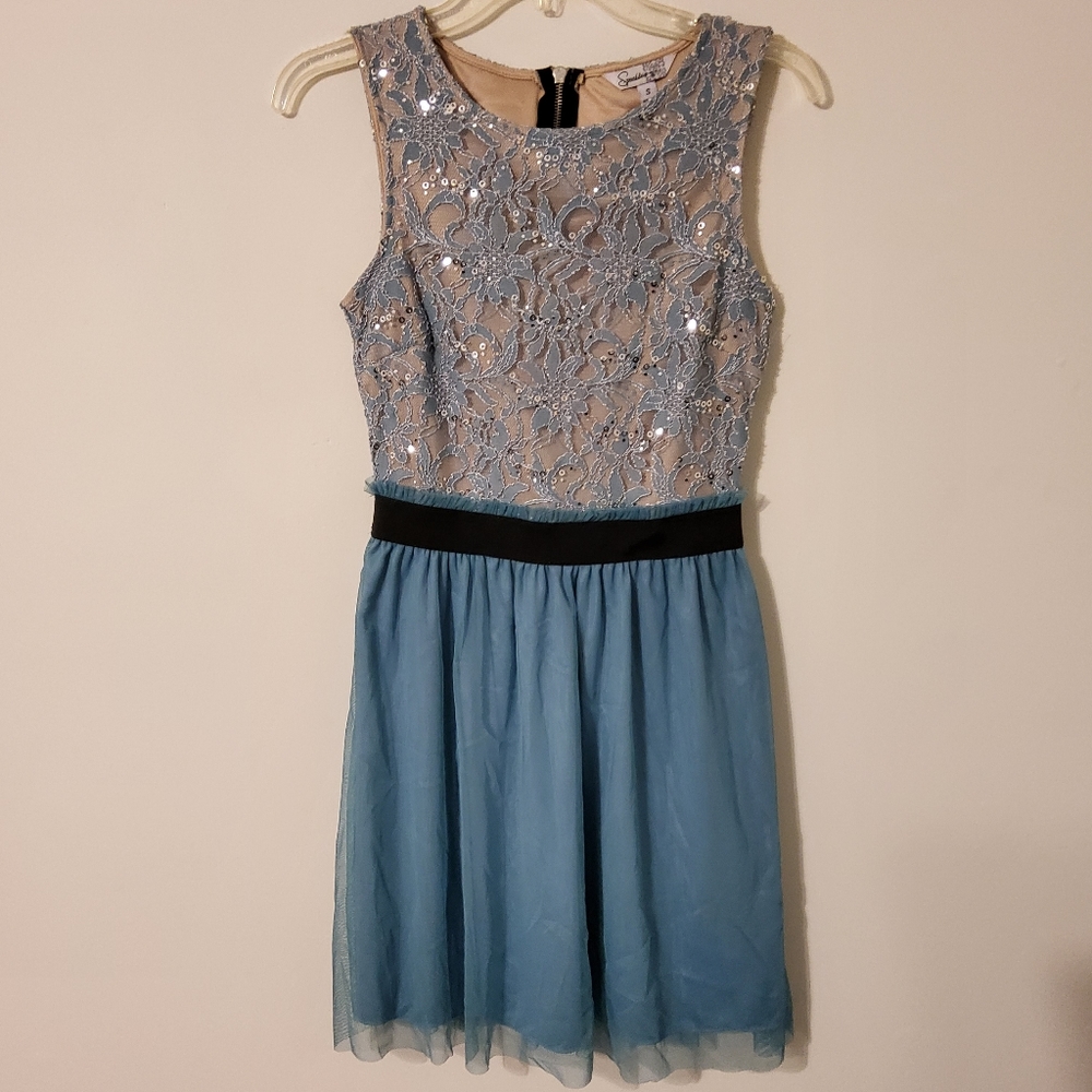 Speeckless Floral Lace Embroidered Sequins Fit & Flare Sleeveless Size S